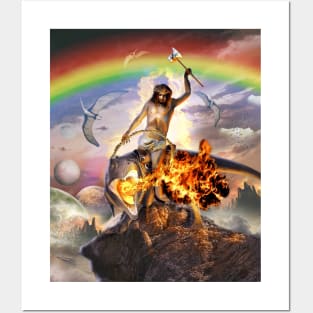 Jesus Riding A Dinosaur Posters and Art